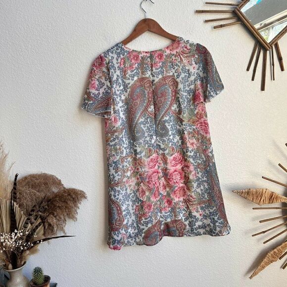 Show Me Your Mumu Kylie Mini Dress Size XS Blue Floral Paisley Short Sleeve - Picture 3 of 11